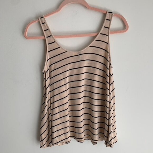 H&M Women's Tank Top Stripes Cropped Sleeveless Taupe Neutral Casual Flowy 4 - Picture 11 of 14